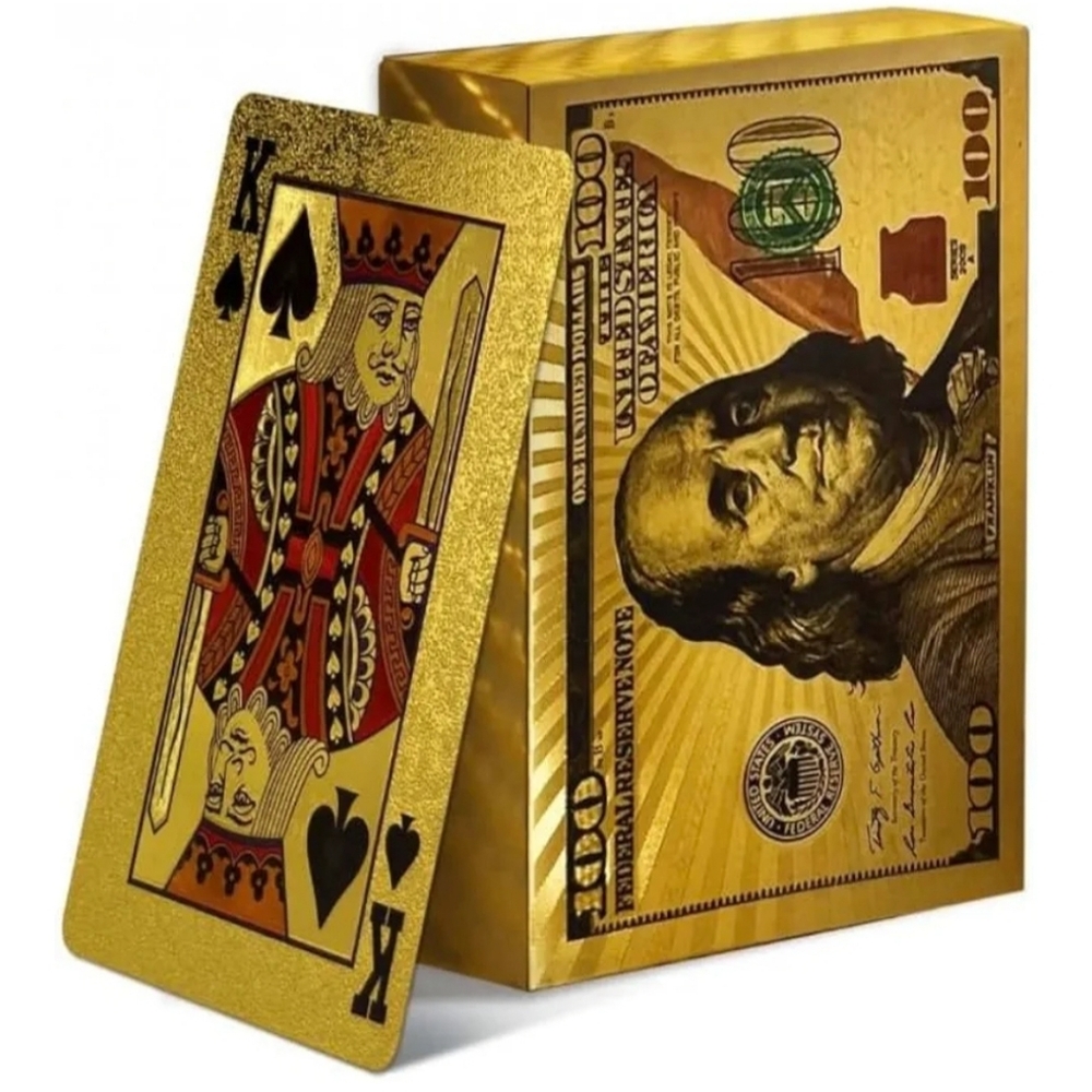Gold Foil 100 Dollar Bill Playing Cards Deck NEW